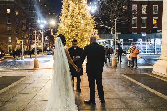 Christmas Eve micro wedding in Washington Square Park