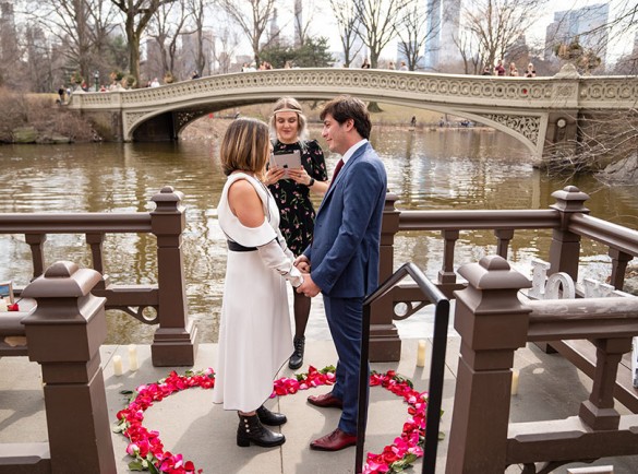 Small Wedding at Wood Chip Vantage Point in Central Park