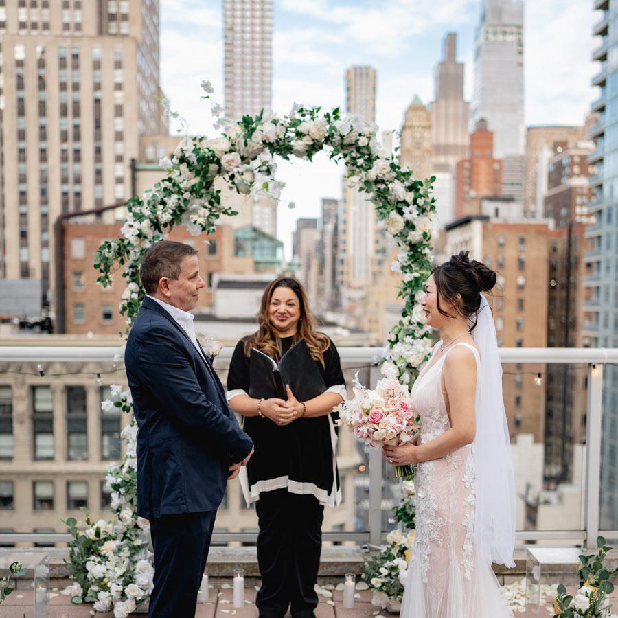 Private rooftop wedding ceremony with the Empire State Building view in NYC