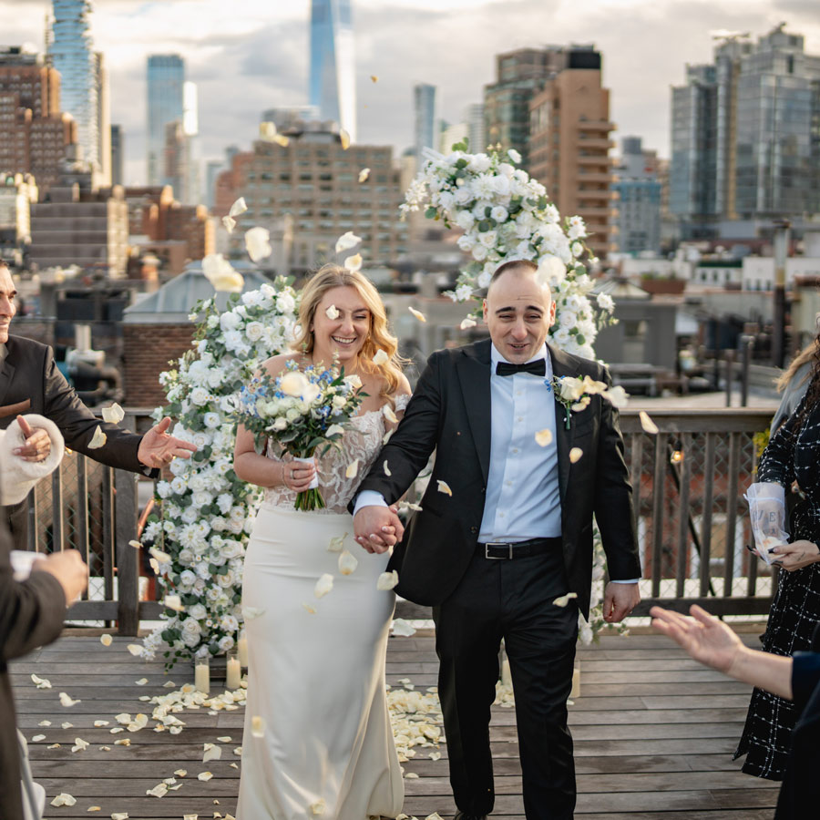 Downtown NYC rooftop wedding venue with Freedom Tower view
